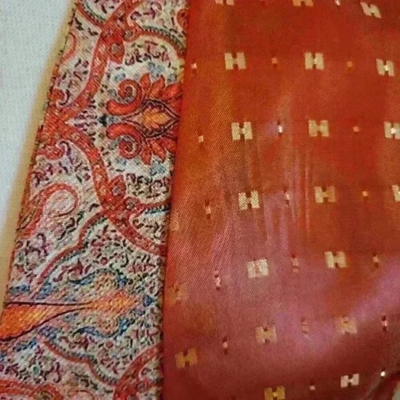 Tapestry Paisley Orange Vest Prom Formal Party Wedding Pockets Mens Size M - Picture 7 of 9